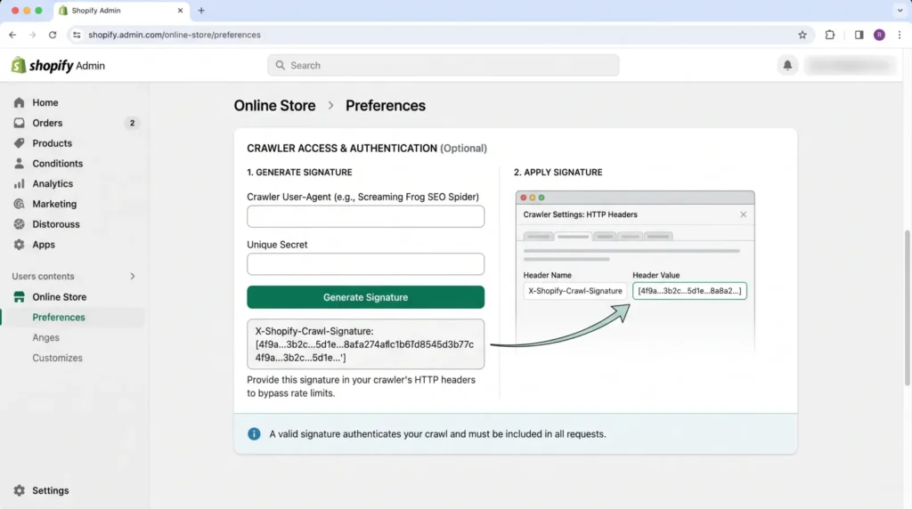 Image of Shopify Admin, showcasing how to generate a signature | Altomate